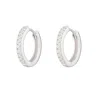 Scream Pretty Women's Silver Large Huggie Earrings With Clear Stones In White