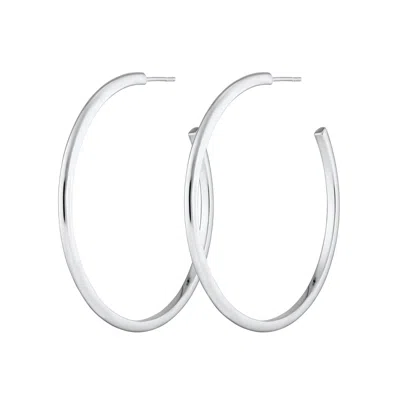 Scream Pretty Women's Silver Large Perfect Hoop Earrings In White