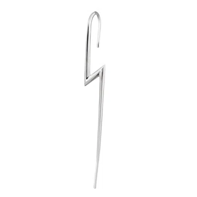Scream Pretty Women's Silver Lightning Bolt Ear Crawler In White