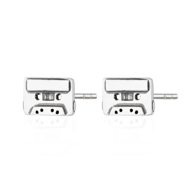 Scream Pretty Women's Silver Mix Tape Stud Earrings In Metallic