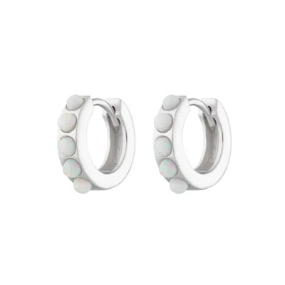 Scream Pretty Women's Silver Opal Huggie Earrings In White