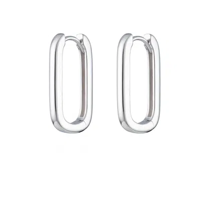 Scream Pretty Women's Silver Oval Huggie Hoop Earrings In Metallic
