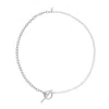 Scream Pretty Women's Silver Pearl & Chain T-bar Necklace In Metallic