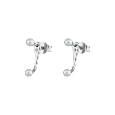 SCREAM PRETTY WOMEN'S SILVER PEARL DOT EAR JACKET STUD EARRINGS