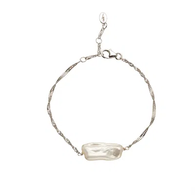 Scream Pretty Women's Silver Pearl Twist Chain Bracelet In Gray