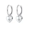 Scream Pretty Women's Silver Puffed Heart Charm Hoop Earrings