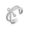 Scream Pretty Women's Silver Snake Open Ring With Green Eyes In White
