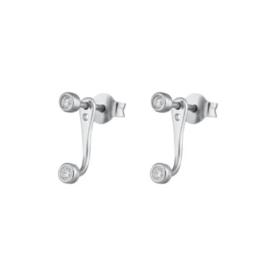 Scream Pretty Women's Silver Sparkle Dot Ear Jacket Stud Earrings In Metallic
