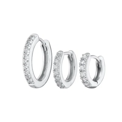 Scream Pretty Women's Silver Sparkling Essential Hoop Earring Stacking Set
