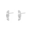 Scream Pretty Women's Silver Sparkling Pearl Ear Climber Stud Earrings In White
