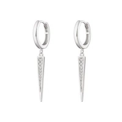 Scream Pretty Women's Silver Sparkling Spike Hoop Earrings In Gray