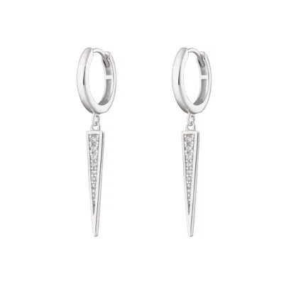Scream Pretty Women's Silver Sparkling Spike Hoop Earrings In Metallic