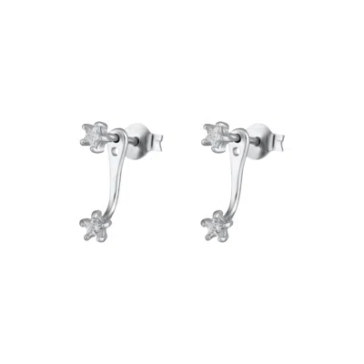Scream Pretty Women's Silver Sparkling Star Ear Jacket Stud Earrings