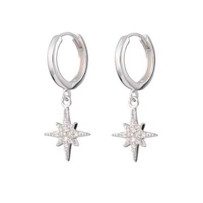 Scream Pretty Women's Silver Starburst Hoop Earrings In Metallic