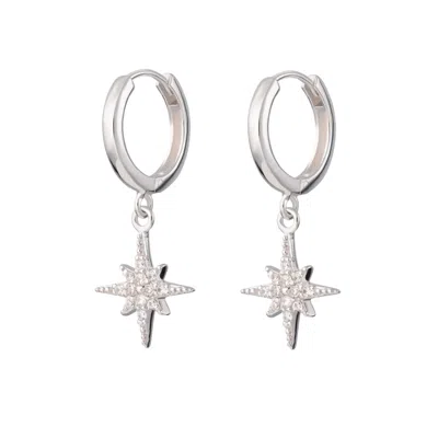 Scream Pretty Women's Silver Starburst Hoop Earrings In White