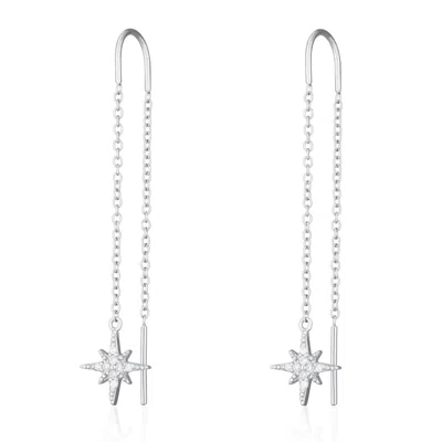 Scream Pretty Women's Silver Starburst Threader Earrings In Metallic