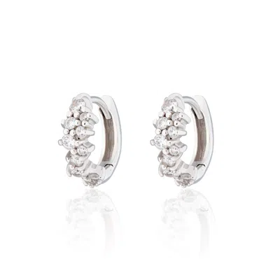 Scream Pretty Women's Silver Stardust Huggie Hoop Earrings In Gray