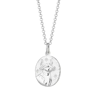 Scream Pretty Women's Silver Taurus Zodiac Necklace In Metallic