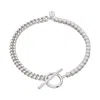 Scream Pretty Women's Silver Tennis & Curb Chain Bracelet With T Bar Clasp In Metallic