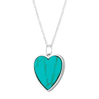 Scream Pretty Women's Silver Turquoise Heart Necklace With Slider Clasp In Metallic