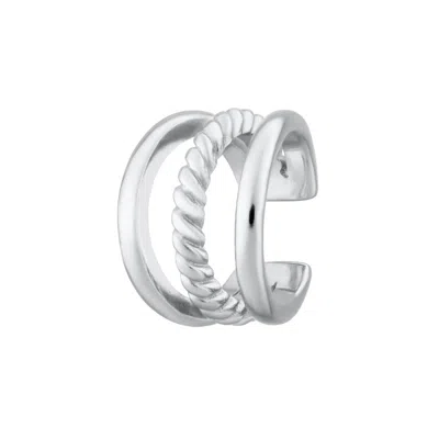 Scream Pretty Women's Silver Twisted Triple Band Small Single Ear Cuff In Metallic