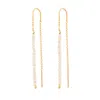 Scream Pretty Women's White / Gold Gold Pearl Threader Earrings