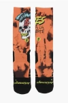 Scrimmage Patterned Por Tres Orange Socks