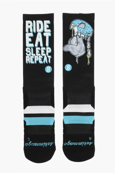 Scrimmage Printed Ride Eat Long Socks In Black