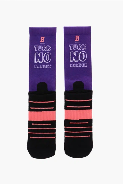 Scrimmage Printed Tuck No Hander Long Socks In Black