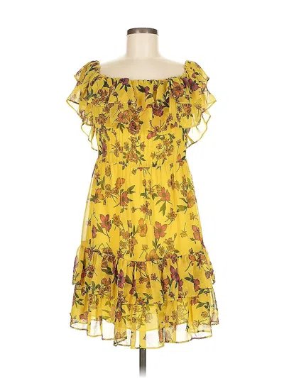 Pre-owned Scripted Cocktail Dress In Yellow