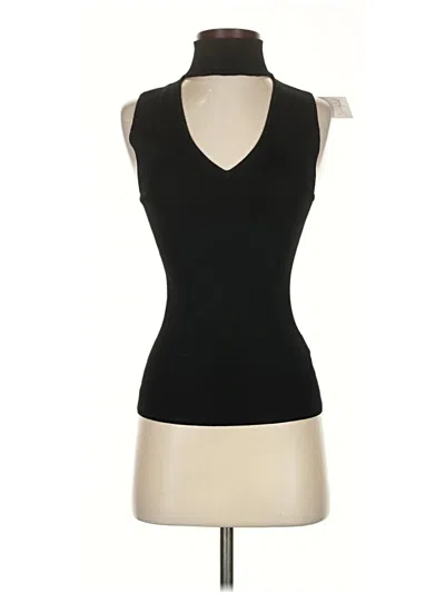 Scripted Sleeveless Top Black Strapless Neckline Tops