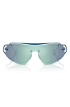 Scuderia Ferrari 32mm Small Mirrored Rectangular Sunglasses In Blue/mirror Blue
