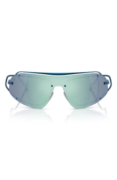 Scuderia Ferrari 32mm Small Mirrored Rectangular Sunglasses In Blue/mirror Blue