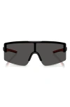 Scuderia Ferrari 43mm Rectangular Sunglasses In Matte Black