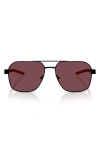 Scuderia Ferrari 60mm Mirrored Pilot Sunglasses In Matte Black/red Ferrari
