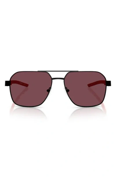 Scuderia Ferrari 57mm Square Sunglasses In Matte Black/red Ferrari