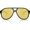 Scuderia Ferrari 58mm Pilot Sunglasses In Black/mirror Yellow