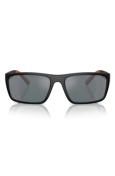 Scuderia Ferrari 59mm Mirrored Rectangular Sunglasses In Black Grey