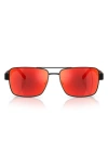 Scuderia Ferrari 59mm Rectangular Sunglasses In Red