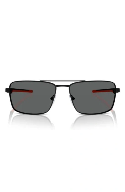 Scuderia Ferrari 60mm Rectangular Aviator Sunglasses In Matte Black