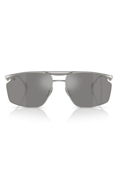 Scuderia Ferrari 61mm Irregular Sunglasses In Silver