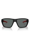 Scuderia Ferrari 61mm Rectangular Sunglasses In Matte Black