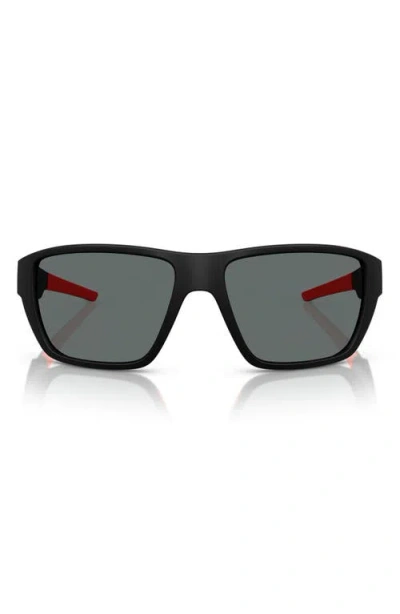 Scuderia Ferrari 61mm Rectangular Sunglasses In Matte Black