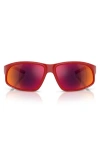 Scuderia Ferrari 64mm Oversize Irregular Sunglasses In Red