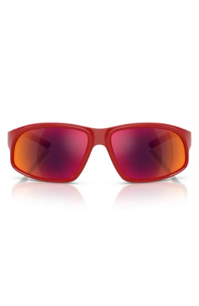 Scuderia Ferrari 64mm Oversize Irregular Sunglasses In Red