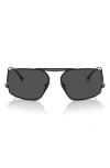 Scuderia Ferrari 64mm Oversize Rectangular Sunglasses In Black