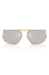 Scuderia Ferrari 64mm Oversize Rectangular Sunglasses In Gold