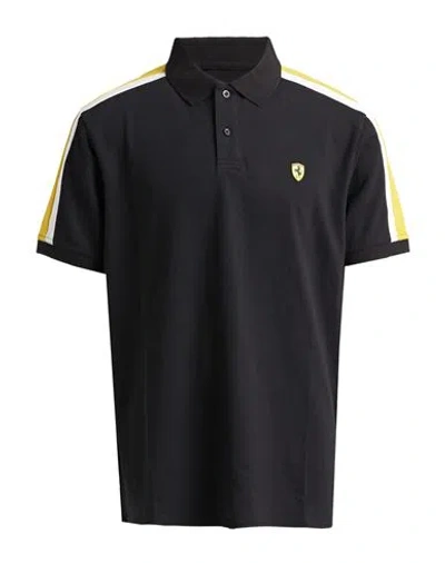 Scuderia Ferrari Ferrari Man Polo Shirt Black Size Xxl Cotton, Elastane