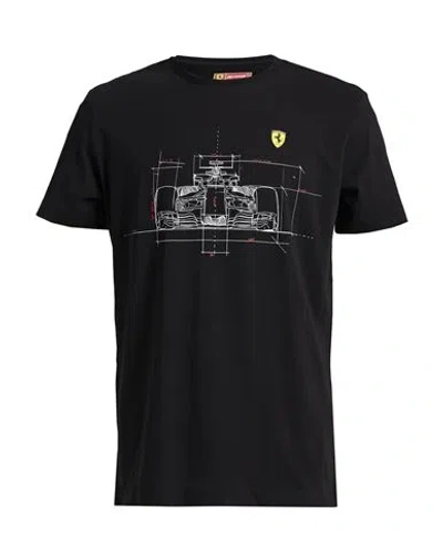 Scuderia Ferrari Man T-shirt Black Size L Cotton