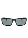 Scuderia Ferrari Logo-plaque Rectangle-frame Sunglasses In Black